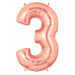 Megaloon 34-Inch Rose Gold Number 3 Balloon