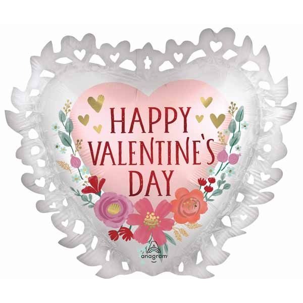 Romantic Flowers Valentine's Day Foil Balloon, 23 Inch