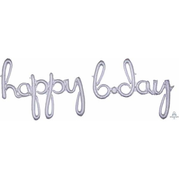 Happy Bday Holographic Script Balloon