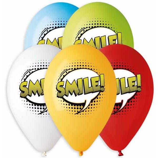 Gemar 13-Inch Assorted Smile Latex Balloons, 50 Count