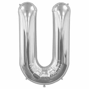 34-Inch Silver Letter U Balloon