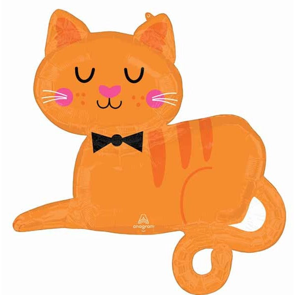31-Inch Orange Tabby Cat Shaped Foil Balloon