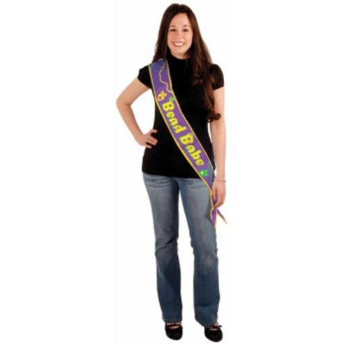 Bead Babe Mardi Gras Satin Sash, 33" x 4"