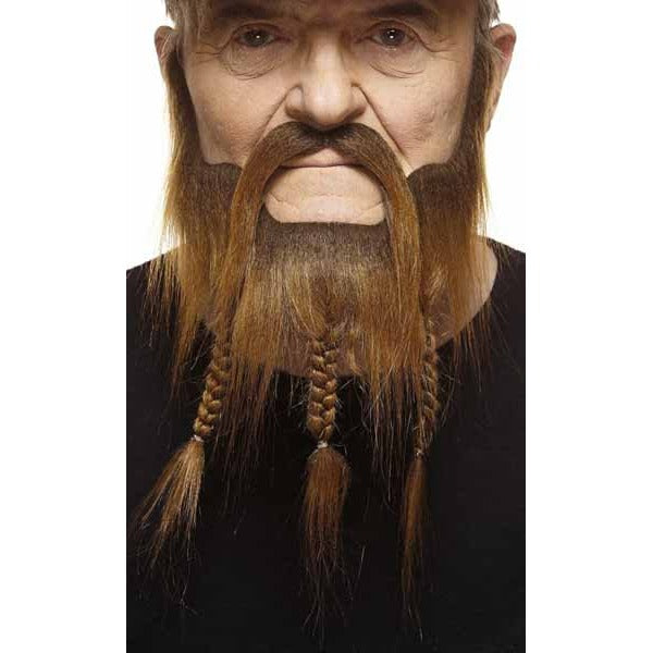 Short Three Braid Costume Beard in Medium Brown