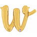 14" Gold Script Letter W Balloon