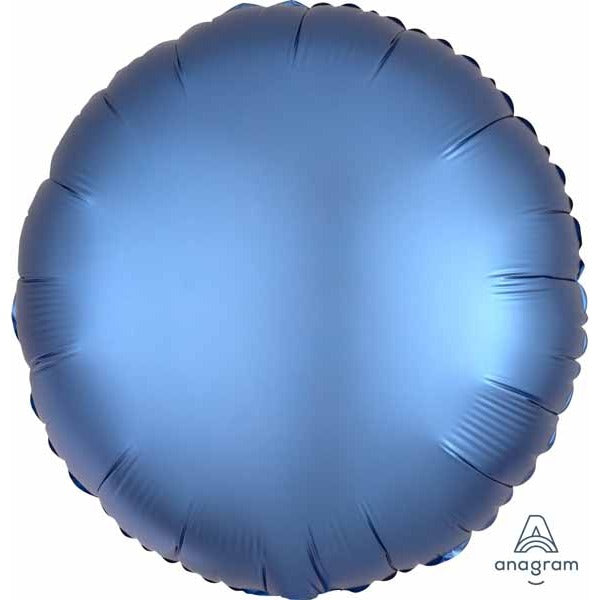 Azure Satin Luxe Round Foil Balloon, 18 Inch