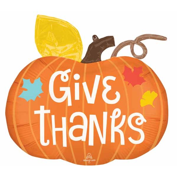Give Thanks Pumpkin 25-Inch Foil Balloon