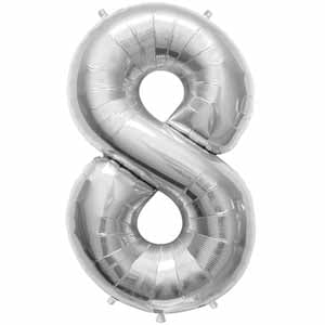 34-Inch Silver Number 8 Balloon