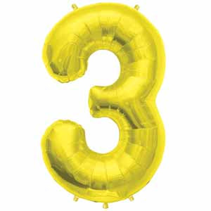 34-Inch Gold Number 3 Balloon