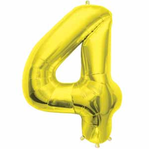 Gold Number 4 Balloon, 34 Inch