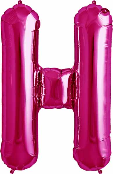 34-Inch Magenta Letter H Balloon