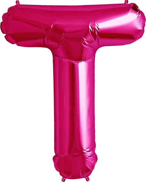 34-Inch Magenta Letter T Balloon