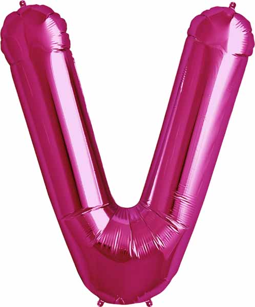 34-Inch Magenta Letter V Balloon