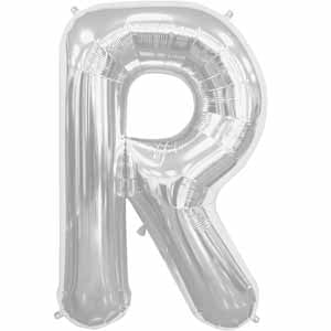 34-Inch Silver Letter R Balloon