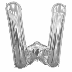 34-Inch Silver Letter W Balloon
