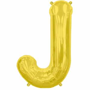 Gold Letter J Balloon, 34 Inch