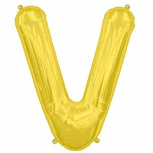 34-Inch Gold Letter V Balloon