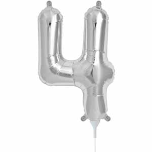 16" Silver Number 4 Balloon