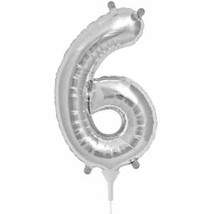 Silver Number 6 Balloon, 16 Inch