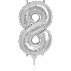 16" Silver Number 8 Balloon