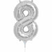 16" Silver Number 8 Balloon