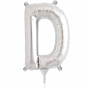 16-Inch Silver Letter D Balloon