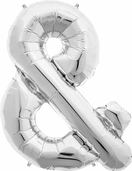 34-Inch Silver Ampersand Symbol Balloon