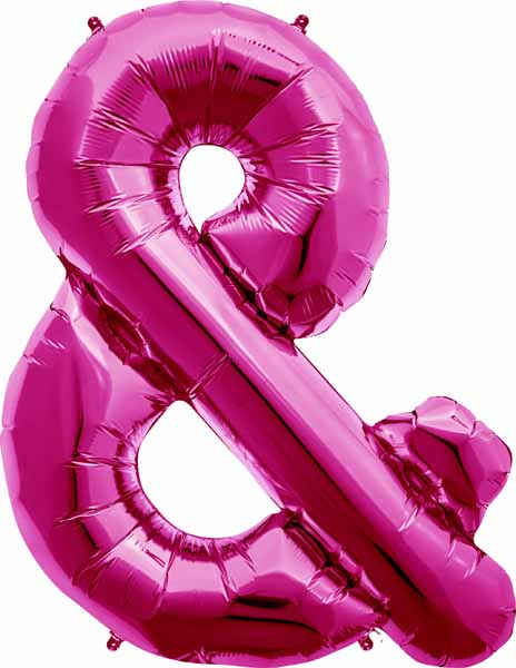 34-Inch Magenta Ampersand Symbol Balloon