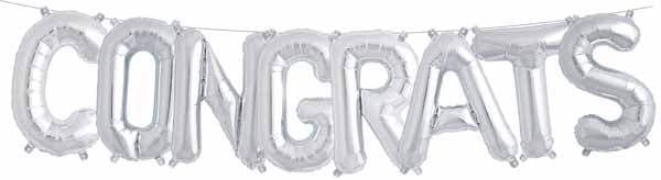 Silver CONGRATS 16-Inch Block Letter Balloon Kit