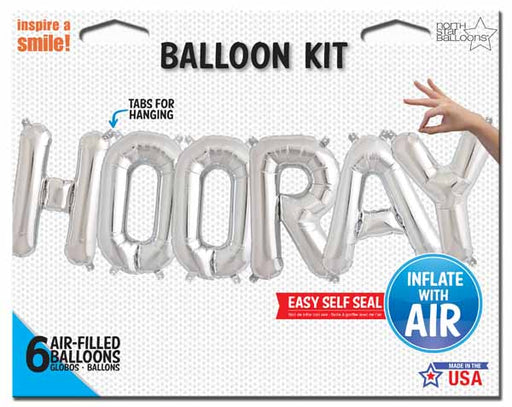 16-Inch Silver HOORAY Letter Balloon Kit