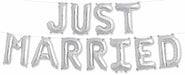 16-Inch Silver Just Married Letter Balloon Kit