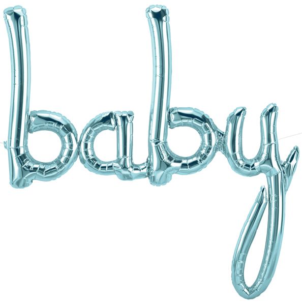 Pastel Blue Baby Script Balloon, 46 Inch
