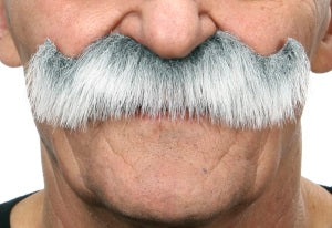 White and Grey Costume Moustache, 13 x 4.5 cm
