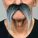 Grey Long Western Self-Adhesive Moustache