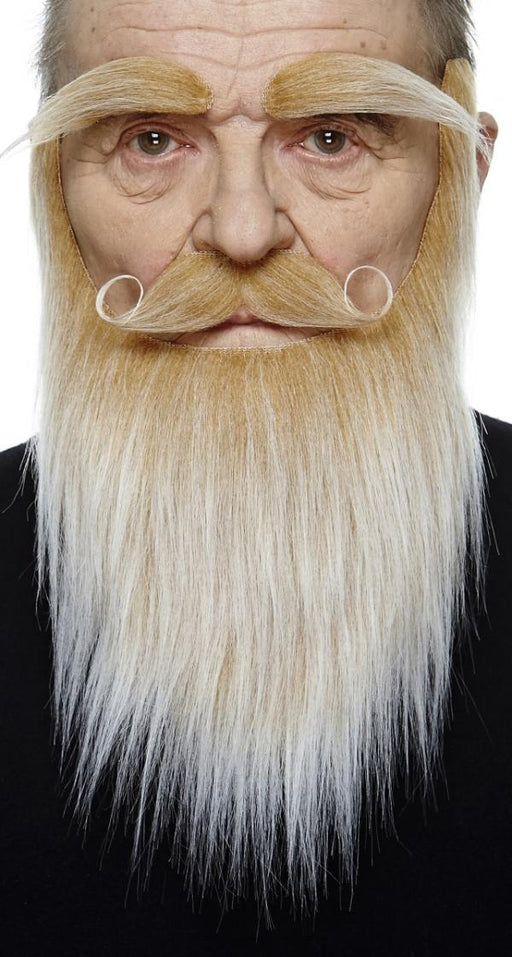 Blonde and White Costume Beard, Moustache and Eyebrow Set