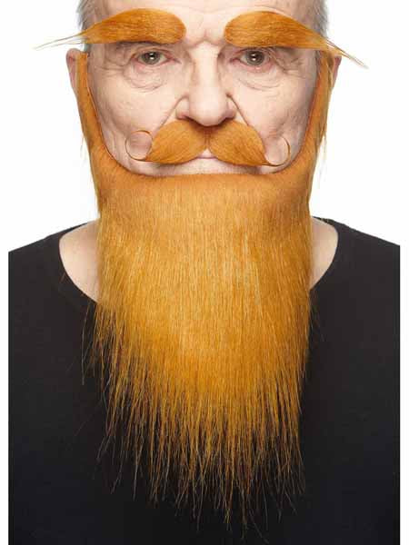 Auburn Moustache, Eyebrow and Beard Costume Set