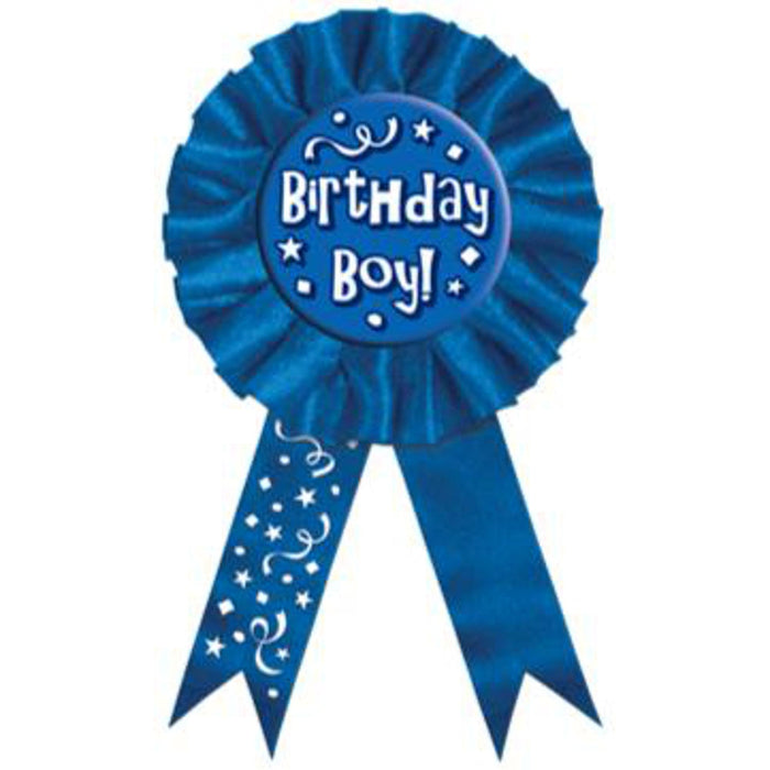 Birthday Boy Blue Award Ribbon Celebration Accessory (3/Pk)