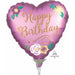 "Bday Satin Flowers Mylar Heart Centerpiece"