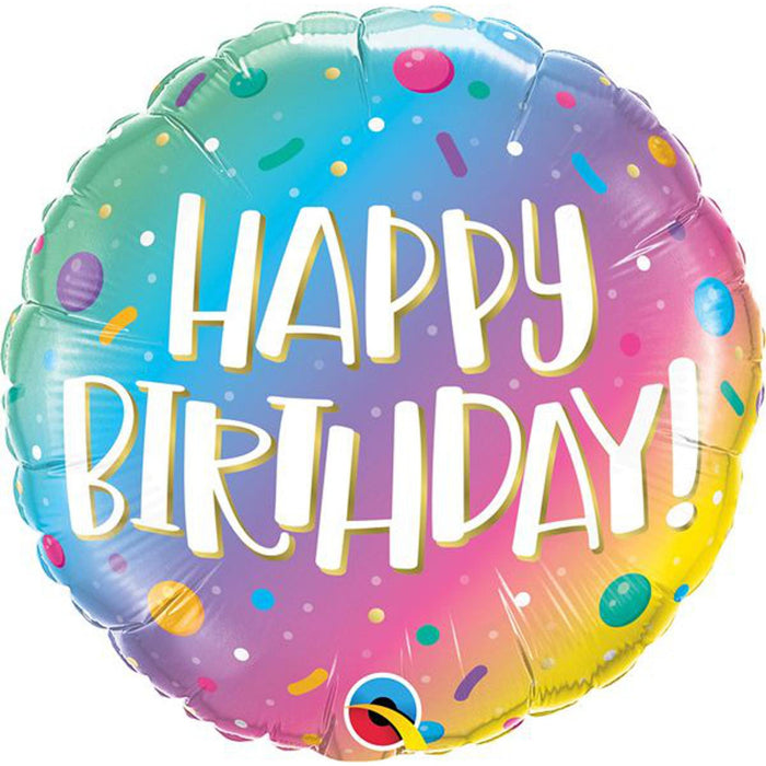 18 Inch Birthday Ombré Dots & Sprinkles Balloon  A Colorful Burst of Celebration (5/Pk)