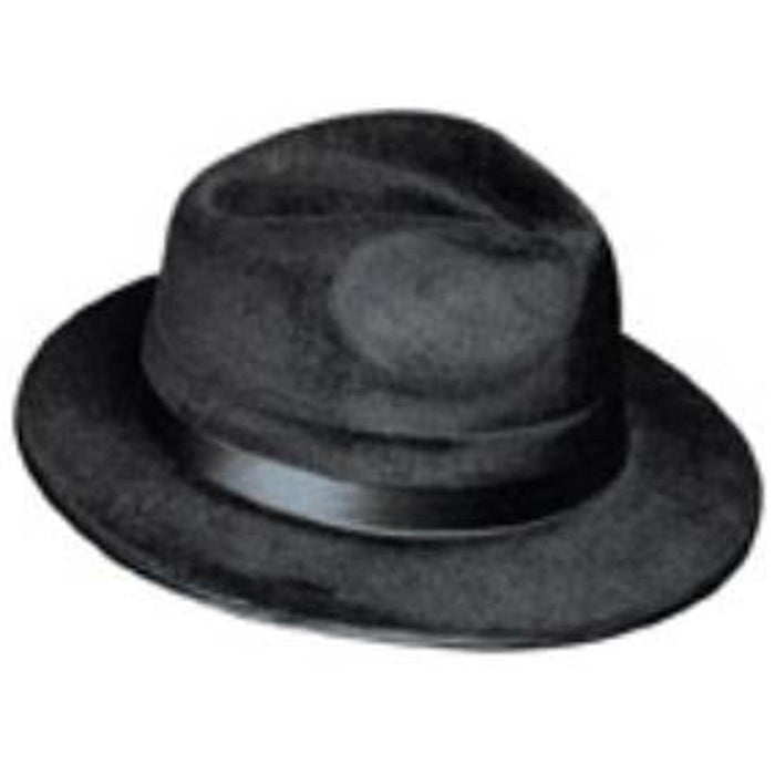 Black Vel-Felt Fedora Hat