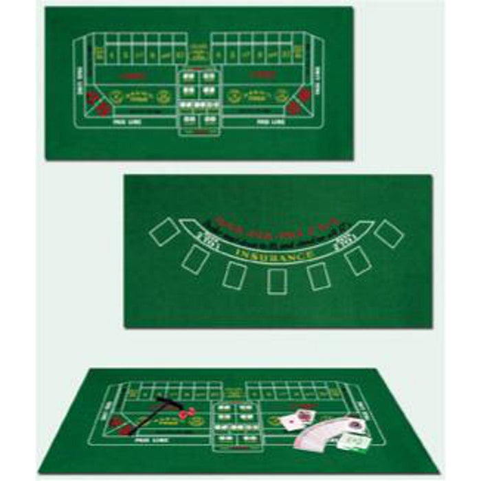 Blackjack/Craps Set With Game Felt & Rake.