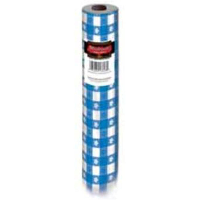 Blue Gingham Plastic Table Roll - 40"X100'