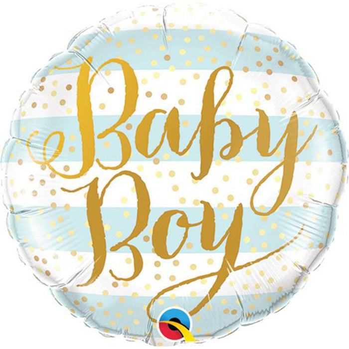 Blue Striped Baby Boy 9" Mylar Flat Balloon