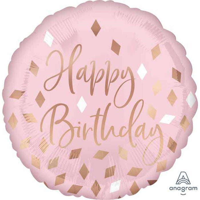 Blush Birthday Balloon 18" - Rnd Hx S40 Pkg