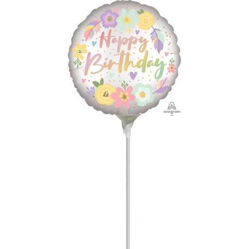 Boho Satin Flower Mylar Balloon A10 - 4" Round