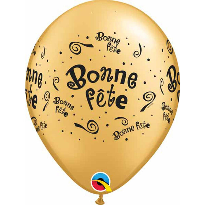 Bonne Fete Gold & White Party Balloons - 50 Pack (11" Size)