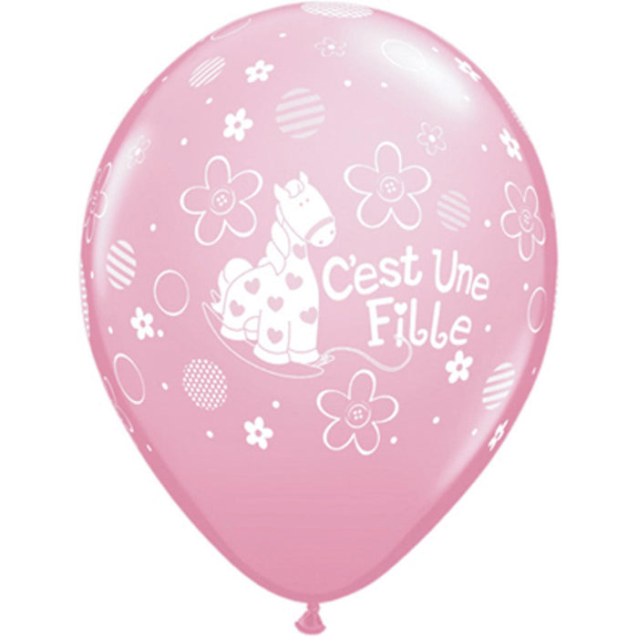 "C'Est Une Fille Poney Pink Balloons (50Pk)"