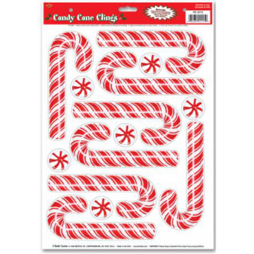 Candy Cane Stickers - 8 On A Sheet (1 Pack)