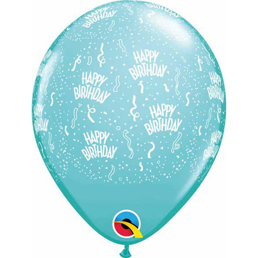 Caribbean Blue Happy Birthday Around Balloons 11"  (50/Pk)