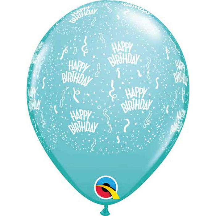 Caribbean Blue Happy Birthday Around Balloons 11"  (50/Pk)
